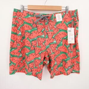 SAXX Swim Trunks Board Shorts Swim Wear Betawave 2N1 Red Watermelon Ballpark 34
